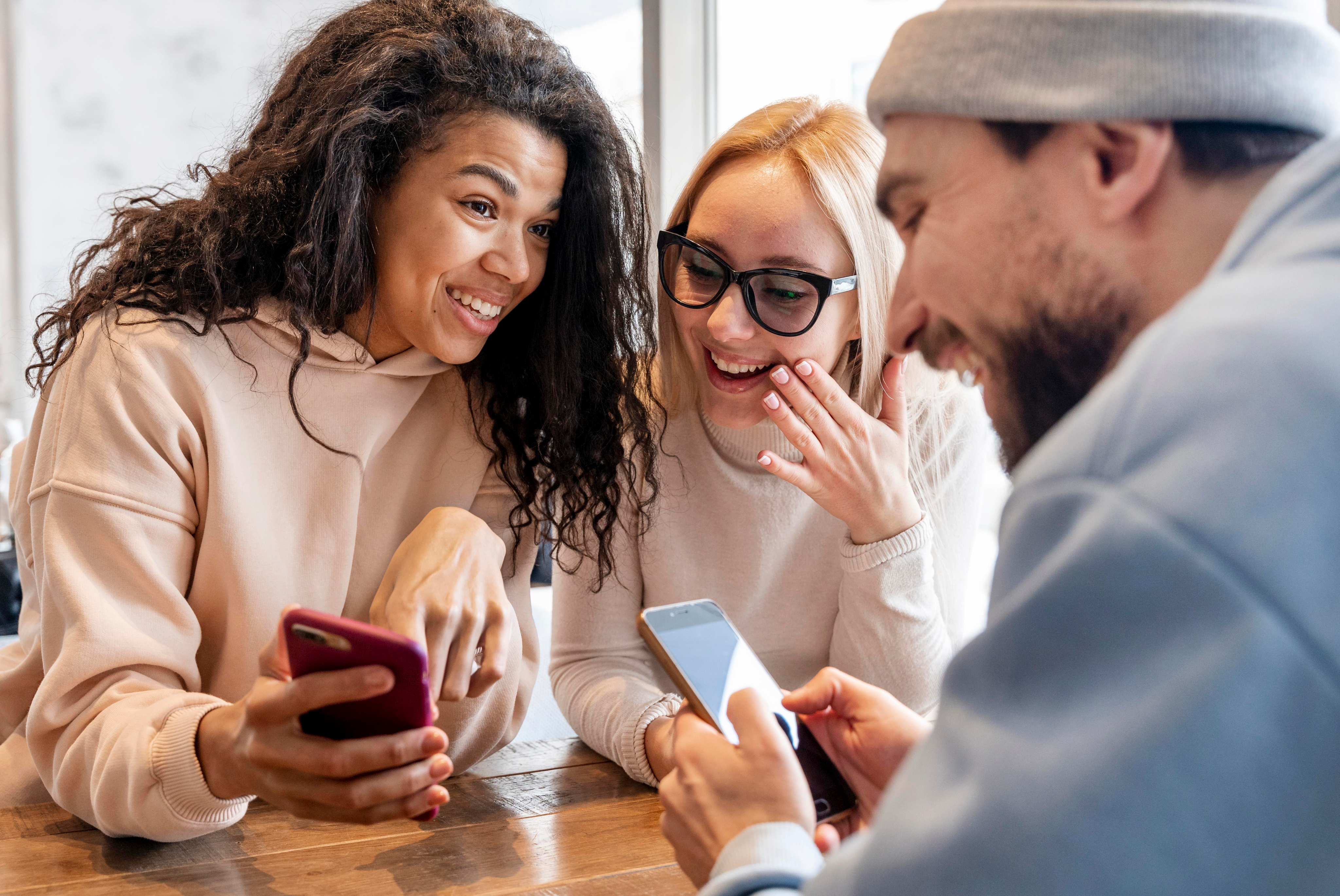 Close up friends having fun